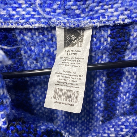 San Jose Baja Hoodie Size Large White Blue Hippie Style - Picture 4 of 6
